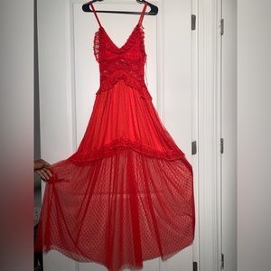 Red lace dress!